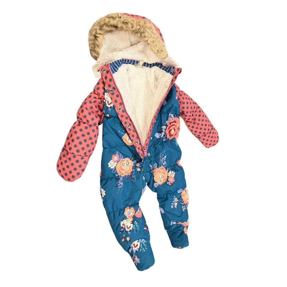 Matilda Jane Rosy Cheeks Snowsuit Floral Infant Girls 12-18 Months Fleece Lined